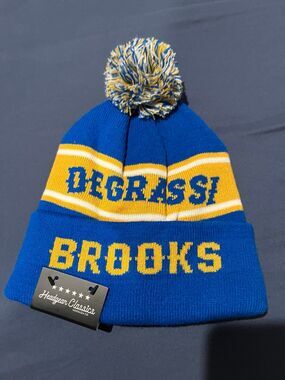 Degrassi Jimmy Brooks Beanie Hat Headgear Classics Pom Blue Yellow OS NWT